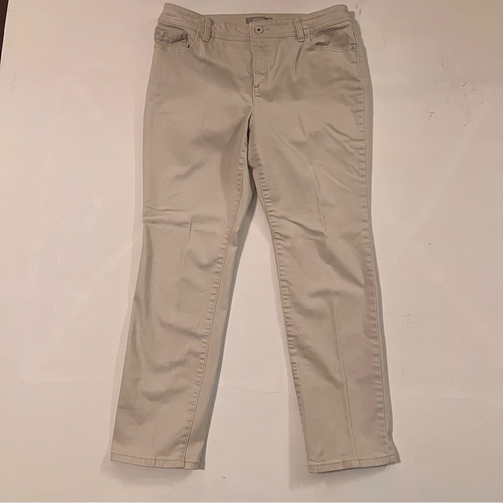 Chico’s khaki cream tan beige 5 pocket jean size 1.5 Short